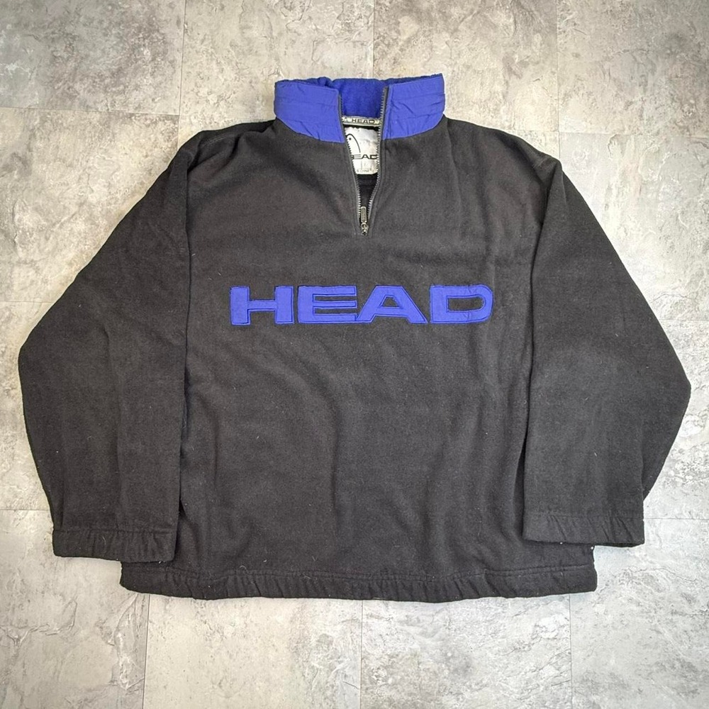 Y2K HEAD black fleece quarter zip pullover